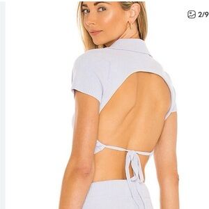 Lovers and Friends Open-Back Knit Crop Top in Light Lavender
